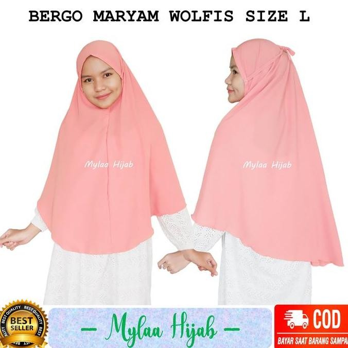 Promo Mylaa hijab bergo maryam instan bahan wolfis premium grade A size L hijab kerudung hijab murah