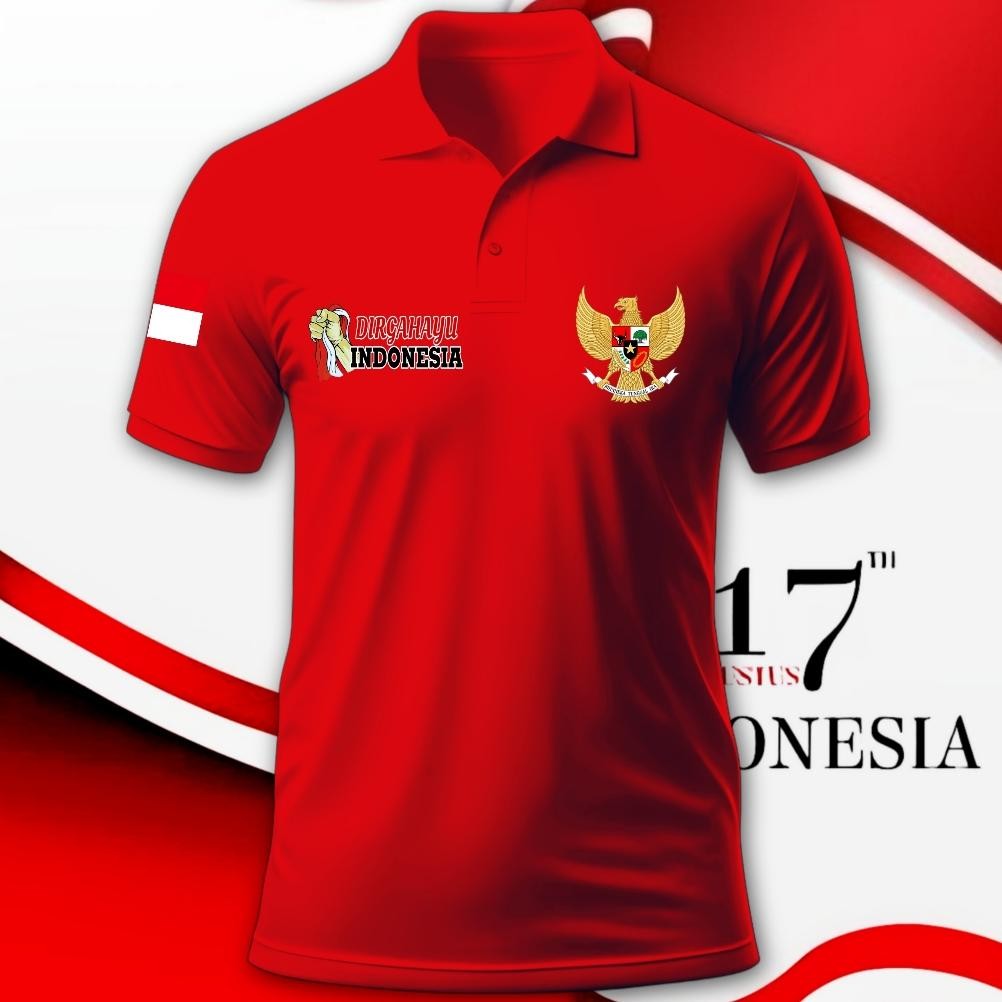 Update (10 MOTIF) KAOS KERAH 17 AGUSTUS 2025 PRIA WANITA DEWASA / KAOS WANGKI MERAH PUTIH 17 AGUSTUS