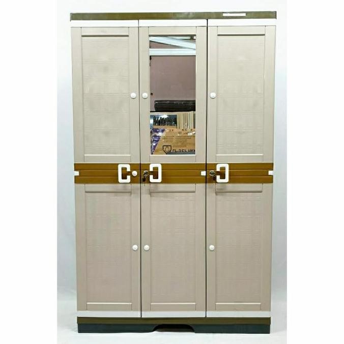 Lemari pakaian plastik akako 3 pintu elegant