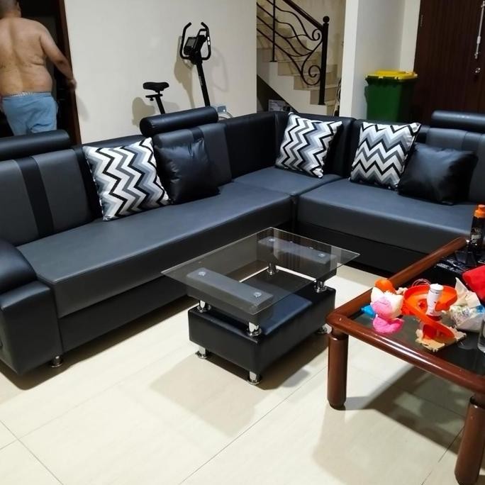 KJM Sofa Sudut Minimalis Oscar 32 Sudut Puff (termasuk meja dan bantal)