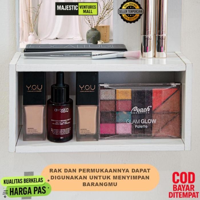 Promo Rak Kosmetik Cermin Rias Gantung Dinding Tempat Penyimpanan Alat Make Up Mdf - Lc105 Promo