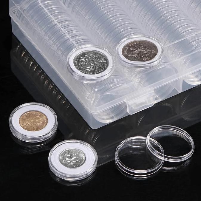 Kotak Koin/Kotak Koleksi Koin/Kotak Penyimpanan Koin Transparan/Kapasitas Besar untuk Koleksi/Berisi