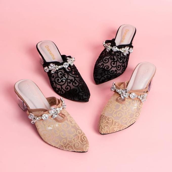 Lexus dranatha heels kaca 5 cm Hitam Shoes heels pesta