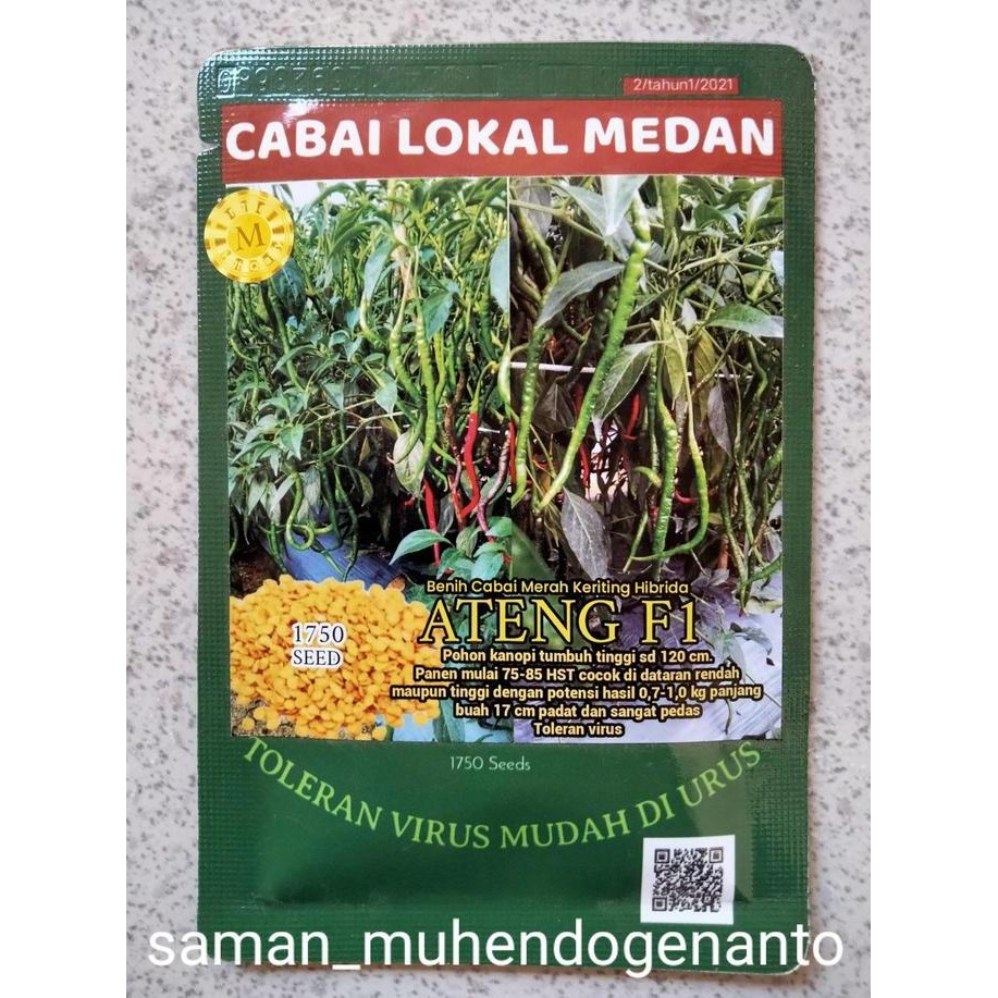 Benih Cabe Merah Keriting Hibrida ATENG F1 10 Gram Toleran Fusarium dan Virus  - Bibit Cabai ATENG F