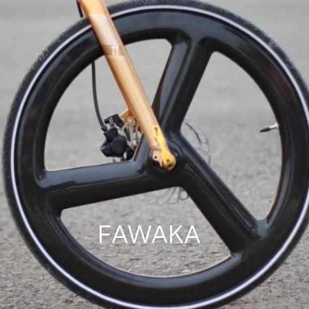 TERBARU WHEELSET 3 SPOKE CARBON 20 451 DISC BRAKE 20 PLUS 22 VELG SEPEDA PROMO