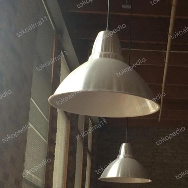 KAP LAMPU MODERN SILVER ALUMUNIUM full set 30x23cm ZER