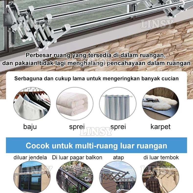 Jemuran Baju Dinding Jemuran Dinding Stainless Steel Jemuran Dinding Lipat 100/120/150/180/200CM