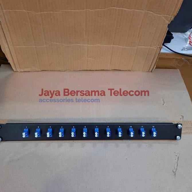 DB64>> Patch Panel FO 24 Core LC-LC Duplex Singlemode 1U untuk Rack 19 Inch dengan 12 Pcs Adapter LC