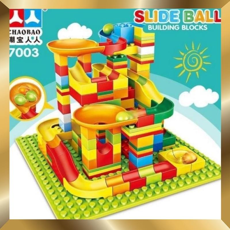 Terbaik MAINAN EDUKASI ANAK SLIDE BALL BUILDING BLOCK 140PCS JALUR KELERENG DAN LEGO BRICK KEREN KAD