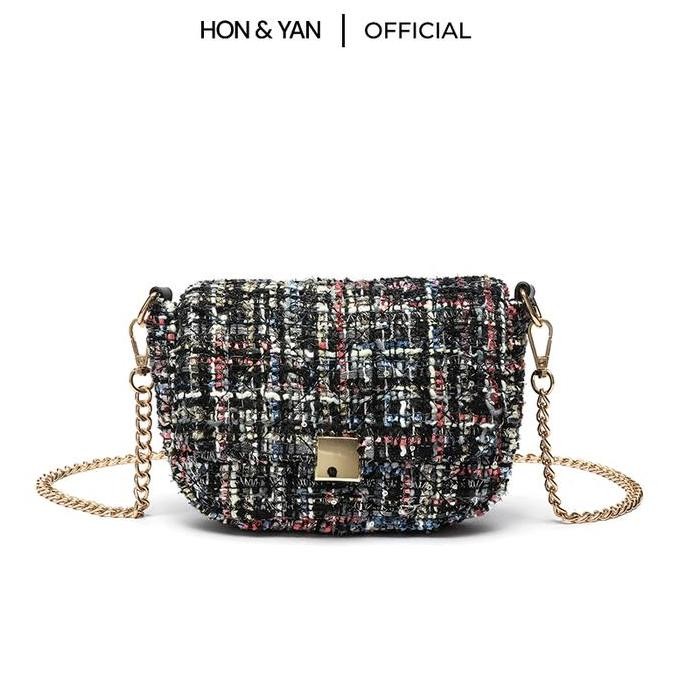 Promo HONYAN Tas Selempang Wanita Wicha Sling Bag Kulit Rajut Kekinian Tas Fashion Wanita Trendy Imp