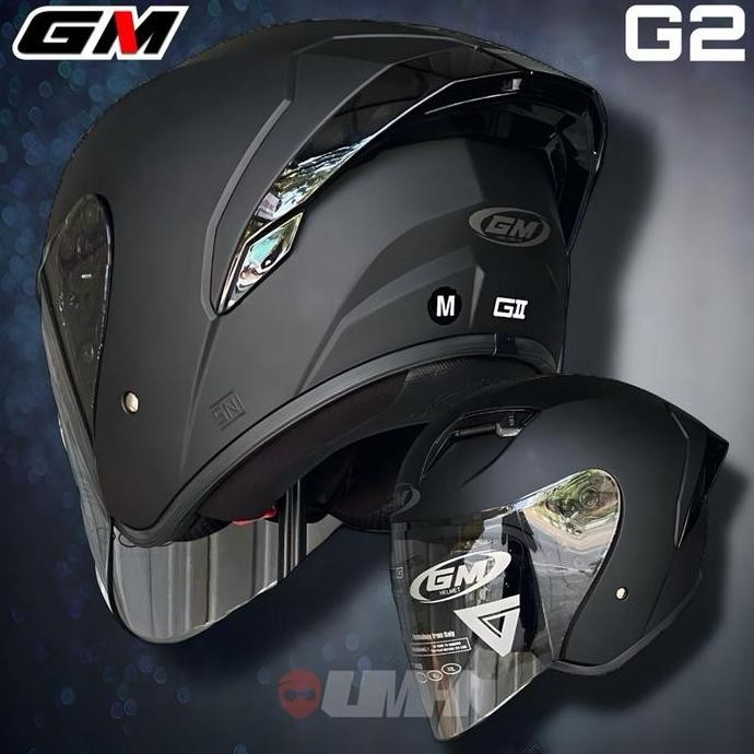 Helm Halfface Gm G2 Solid Hitam Doff