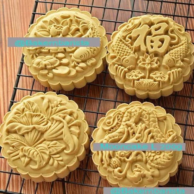 MOONCAKE MOULD L (ROUND 200GR) FISH FU CETAKAN MOONCAKE KUE BULAN 2020