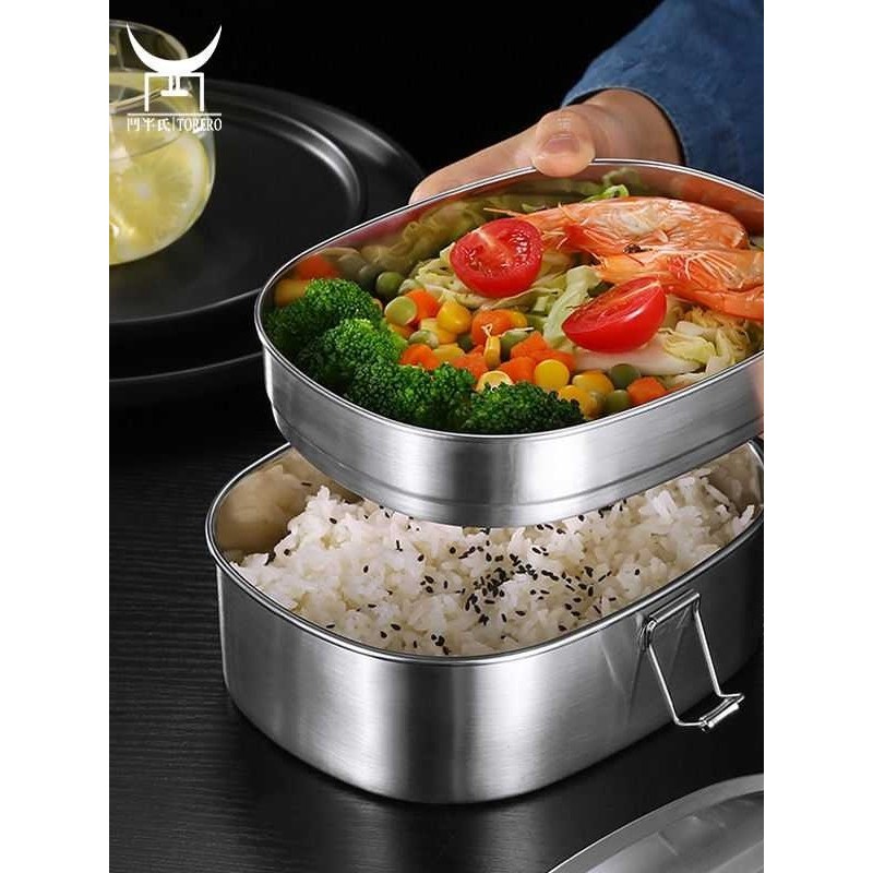 TaffHOME Kotak Bekal Makan 2 Susun Lunch Box Stainless Steel Double Layer 950ml