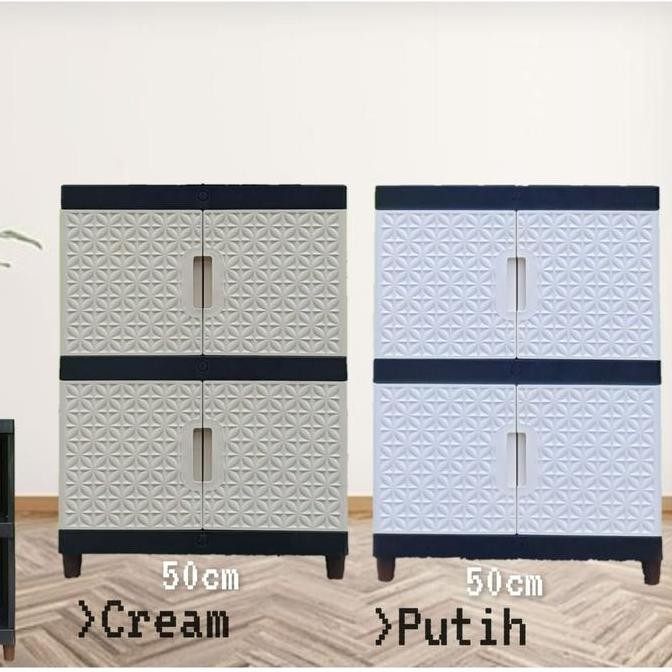 Promo Lemari Pakaian Merek SCOOPY Susun 2 Lemari Plastik Minimalis Non Kunci /Lemari Cabinet Serbagu