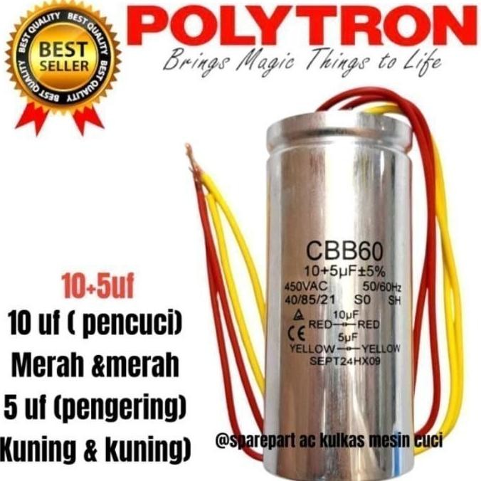 kapasitor mesin cuci polytron 2 tabung  ORIGINAL/kapasitor 4 kabel TERBARU