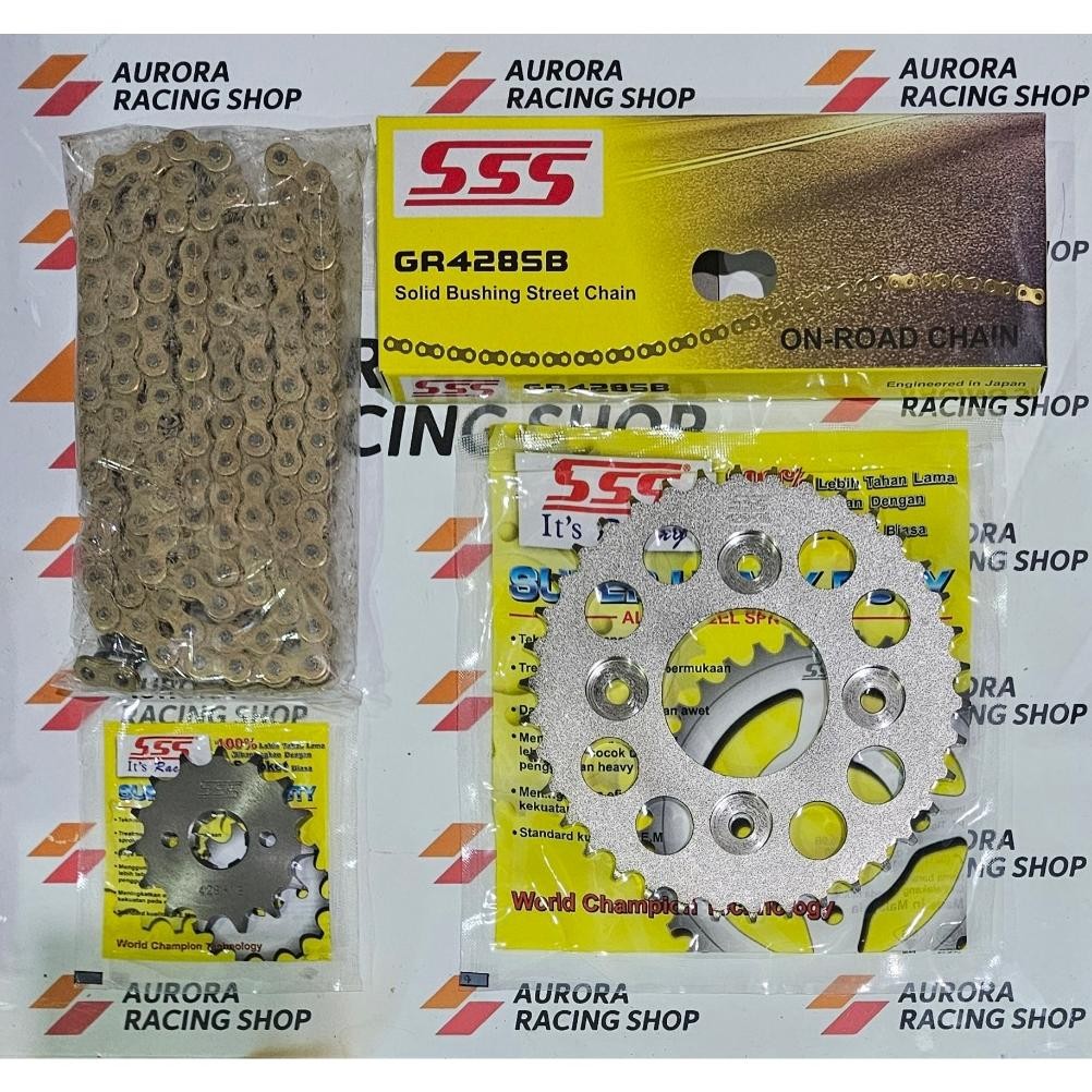 GEAR SET SSS 428 SUPRA X 125 - SUPRA X 125 HELM IN -  BLADE  - REVO  - SUPRA FIT NEW - KHARISMA & RA