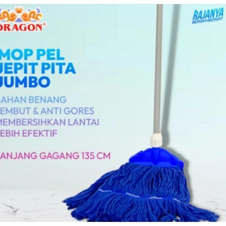 pel lantai jepit jumbo gagang panjang/pel dragon jepit gagang panjang