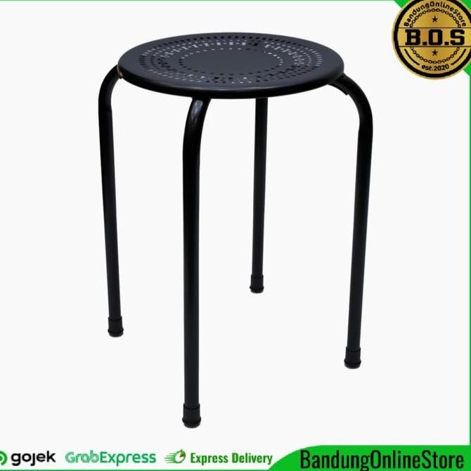 Kursi Baso Soleil Metal Stool Hitam Bangku Bakso Besi Bulat Serbaguna