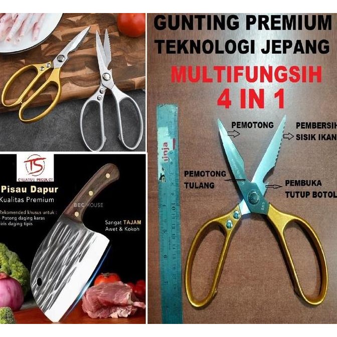 ENOTECA - Gunting Daging MULTIFUNGSIH 4 IN 1 GUNTING Dapur Stainless FULL metal