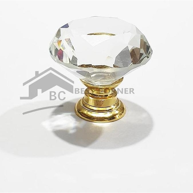 Tarikan Knob Laci atau Lemari Akrilik Diamond Gold / Tarikan Acrylic