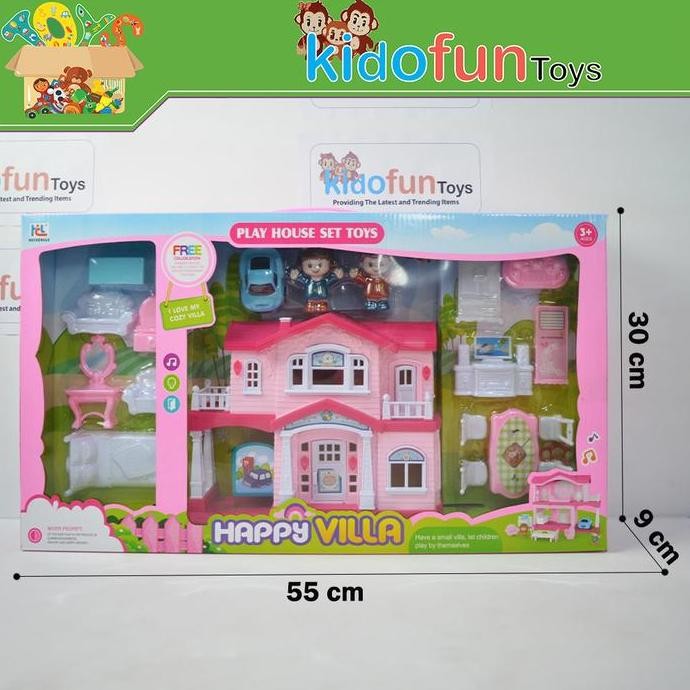 Mainan Rumah Rumahan Boneka Happy Villa Play House Set Anak