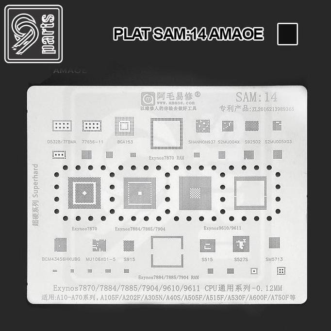 ENOTECA - Amaoe Plat Sam:14 SAM 14 BGA Reballing Stencil Template untuk Samsung A105F A202F A305N A4