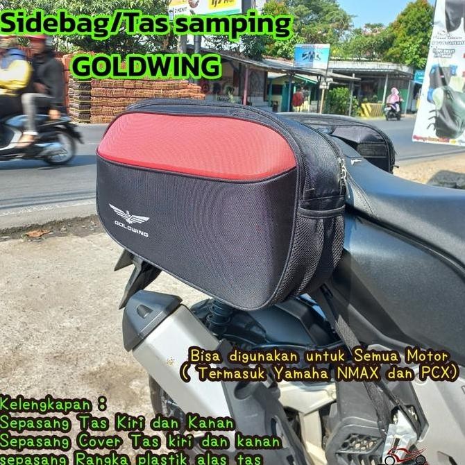 Promo HMSB3 TAS MOTOR SAMPING SIDEBAG UNTUK BAGASI JAS HUJAN SEPATU ROMPI JAKET GOLDWING Hitam Lis S