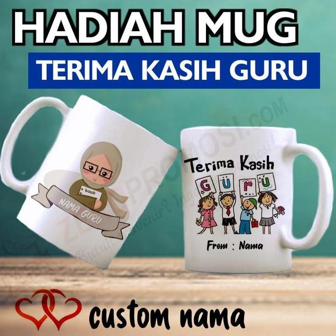 Mug Custom Tema Guru / Kado Guru / Hadiah Guru - Terima Kasih Guru