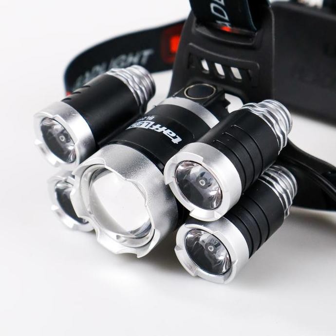 HEADLAMP SENTER KEPALA 5 LAMPU 40000 LUMENS DAN CHARGER ORIGINAL DAN TERPERCAYA