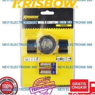 KRISBOW SENTER KEPALA LED HEADLIGHT 150LM 3XAAA 3 LIGHT MODE 10108189 ORIGINAL DAN TERPERCAYA