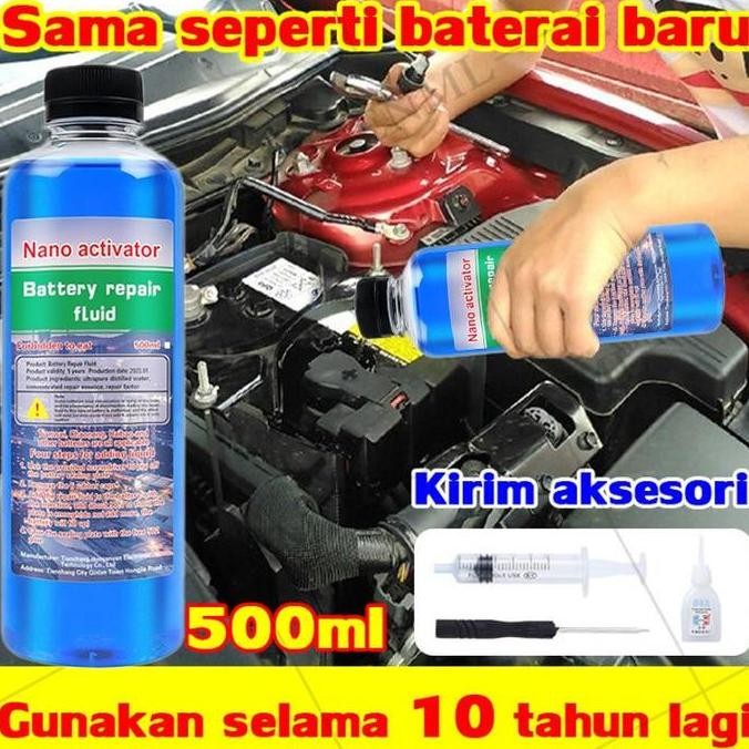 DF287>> 500ml Cairan Elektrolit Aki Kering Motor Mobil Cairan Perbaikan Aki Cairan Baterai Solusi Ai