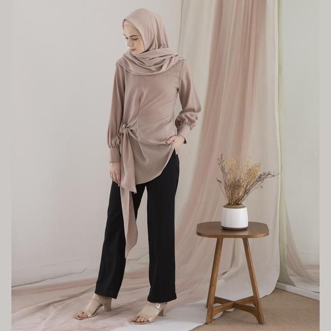 Binar Aska Label - Celana Panjang Wanita Lurus Kantong Pinggang Karet