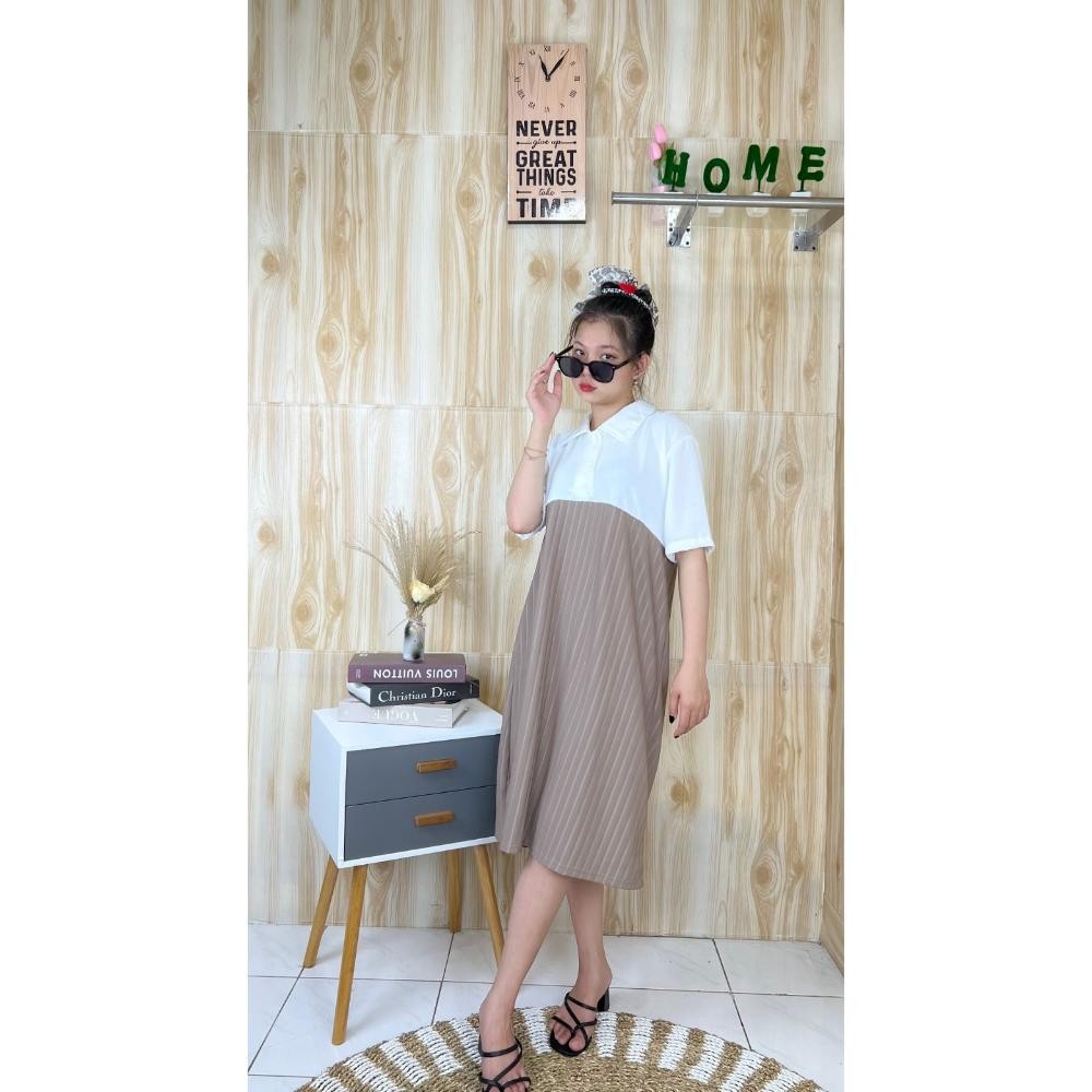 Update - DRESS WANITA RAFAELA DRESS HORNET KNIT COMBI CRINCLE ~