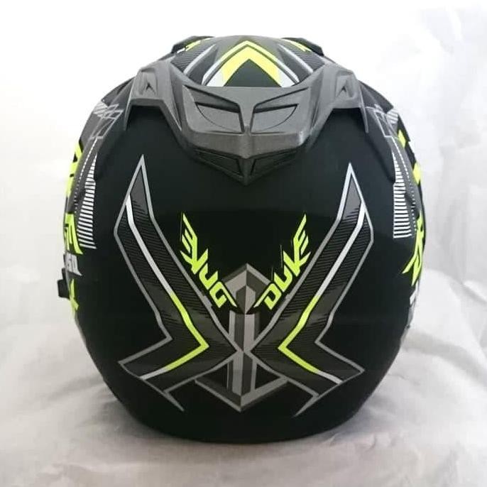 Helm 2 kaca Black doff Yellow Duke DMN