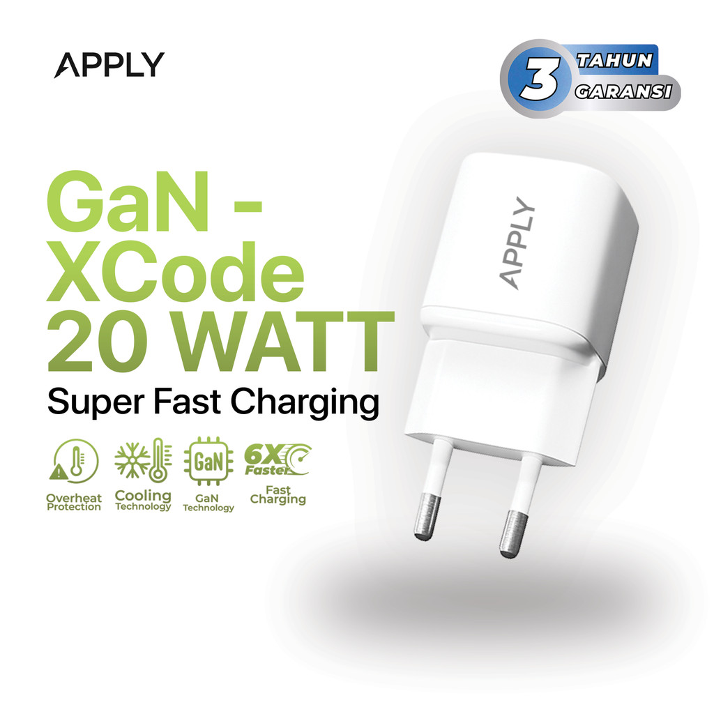 [GARANSI 3 TAHUN] Apply - GaN XCode 20W Super FastCharging For iPhone Series Adapter