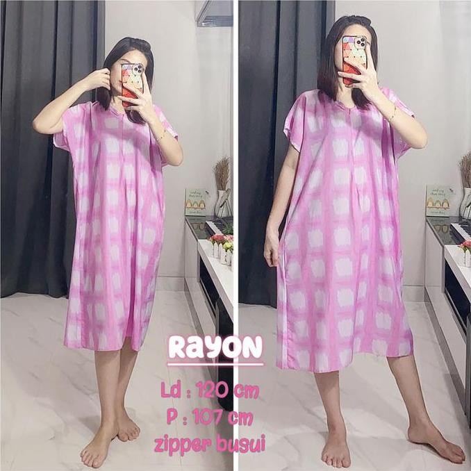 Daster Panjang Home Wear Resleting Depan Bahan Rayon