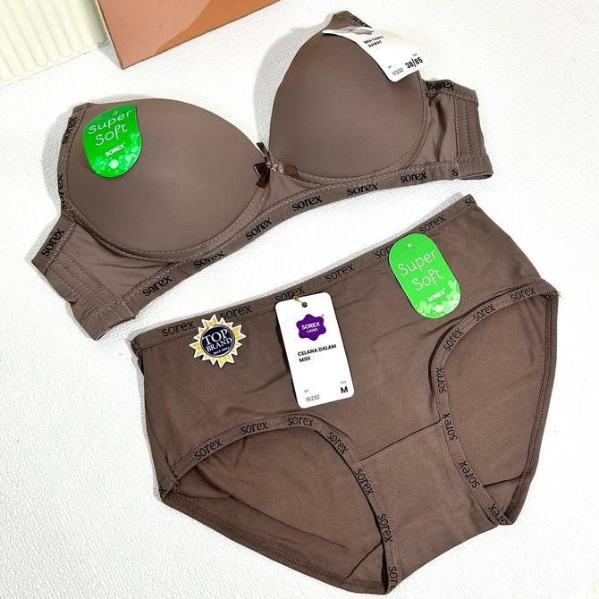 Bra Bh Set + Cd Setelan Sorex Wanita Tanpa Kawat Berbusa 34-40