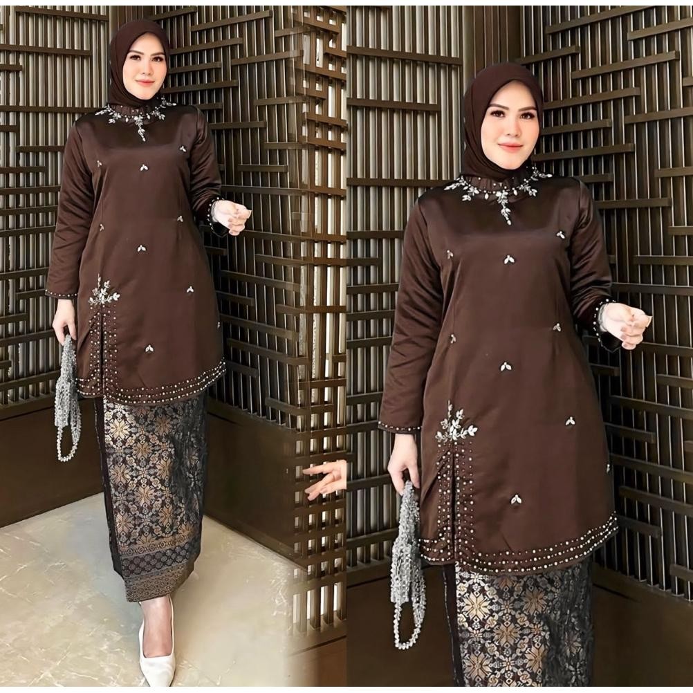 New Ready Baju Kurung Belah Pinggir Payet Moder dan Songket lilit Palembang//Baju Kebaya Modern/baju