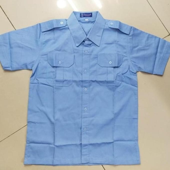 DB16 >> Kemeja Polos Seragam Polos Biru Muda PDH Lengan Pendek Pria