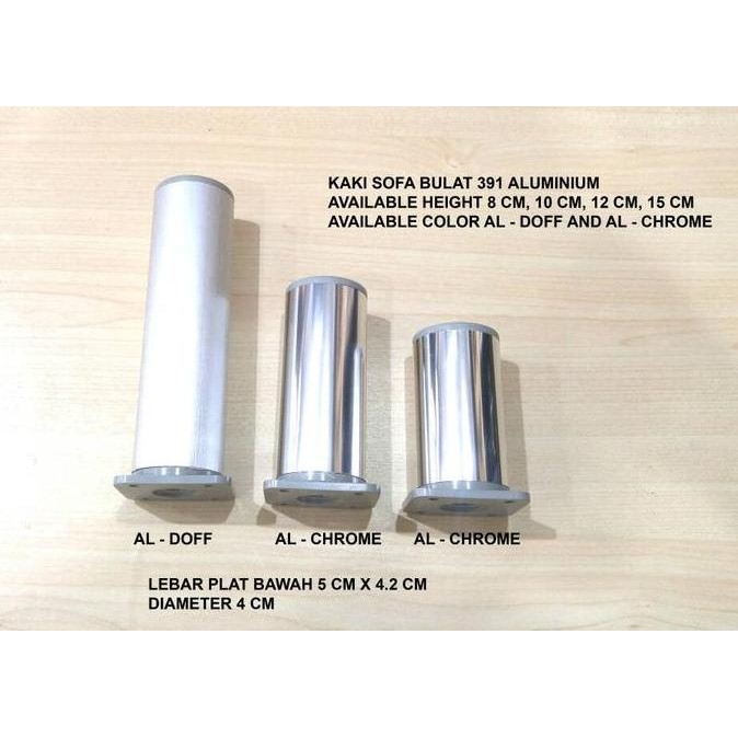 Kaki Sofa 15 CM Bulat Aluminium 391