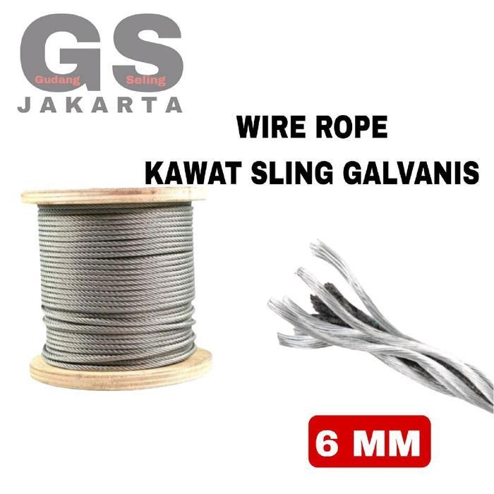 sling baja 6mm / seling baja 6mm bahan galvanis pesanan khusus + klem