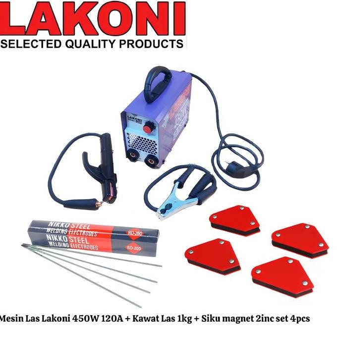 MYMO- PAKET LENGKAP LAKONI Mesin las 450w Inverter Trafo las Lengkap kawat las dan siku magnet 450w 