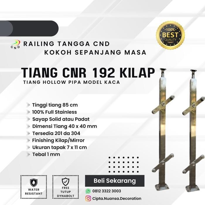 Tiang railing tangga / railing kaca / balkon kaca / pagar tangga kaca