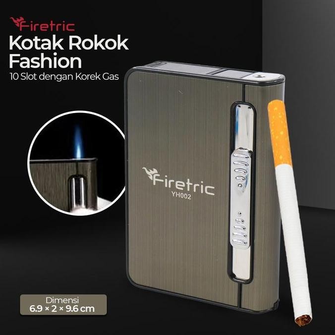 NIJIKU- Firetric Focus Kotak Rokok Fashion 10 Slot dengan Korek Gas