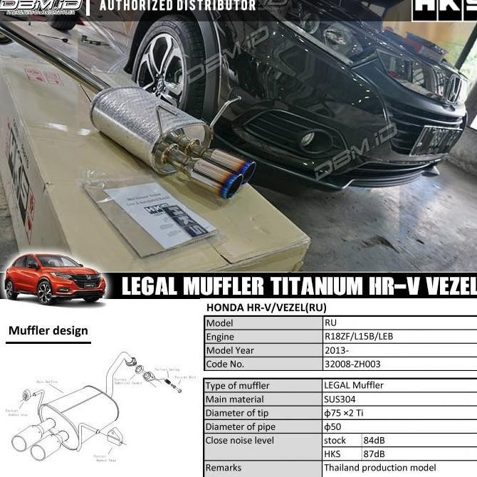 Promo Knalpot HKS HRV HR-V Vezel Legal Muffler Titanium Original 32008-ZH003 COD