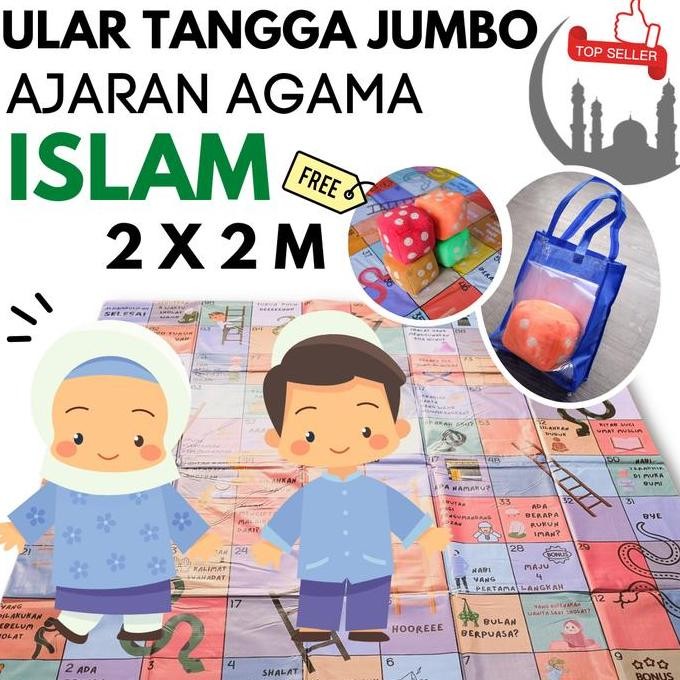 Promo Mainan Edukasi Anak Ular Tangga Jumbo Tema Ajaran Islam Gratis Dadu COD