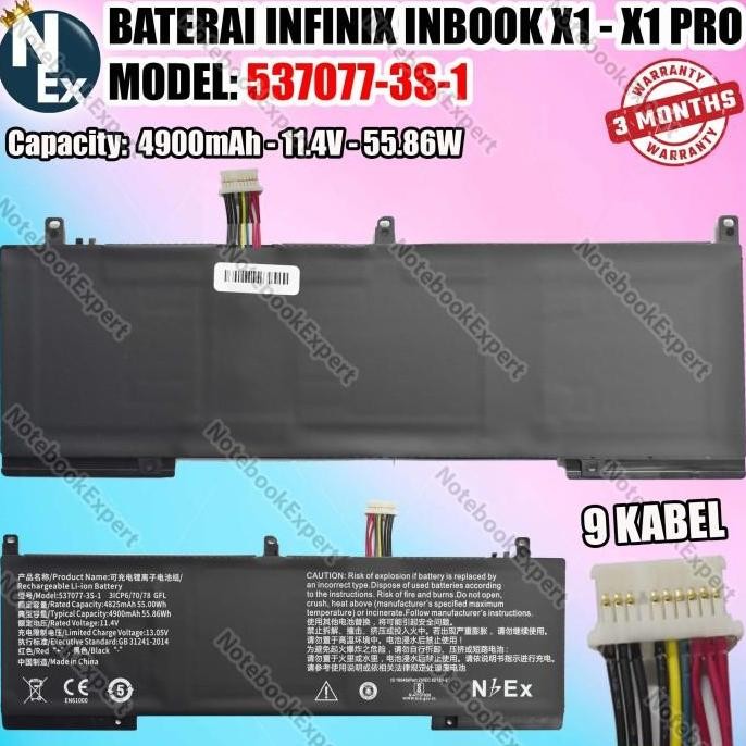 Battery Baterai Laptop Infinix Inbook X1 Pro I3 I5 I7 537077-3S-1