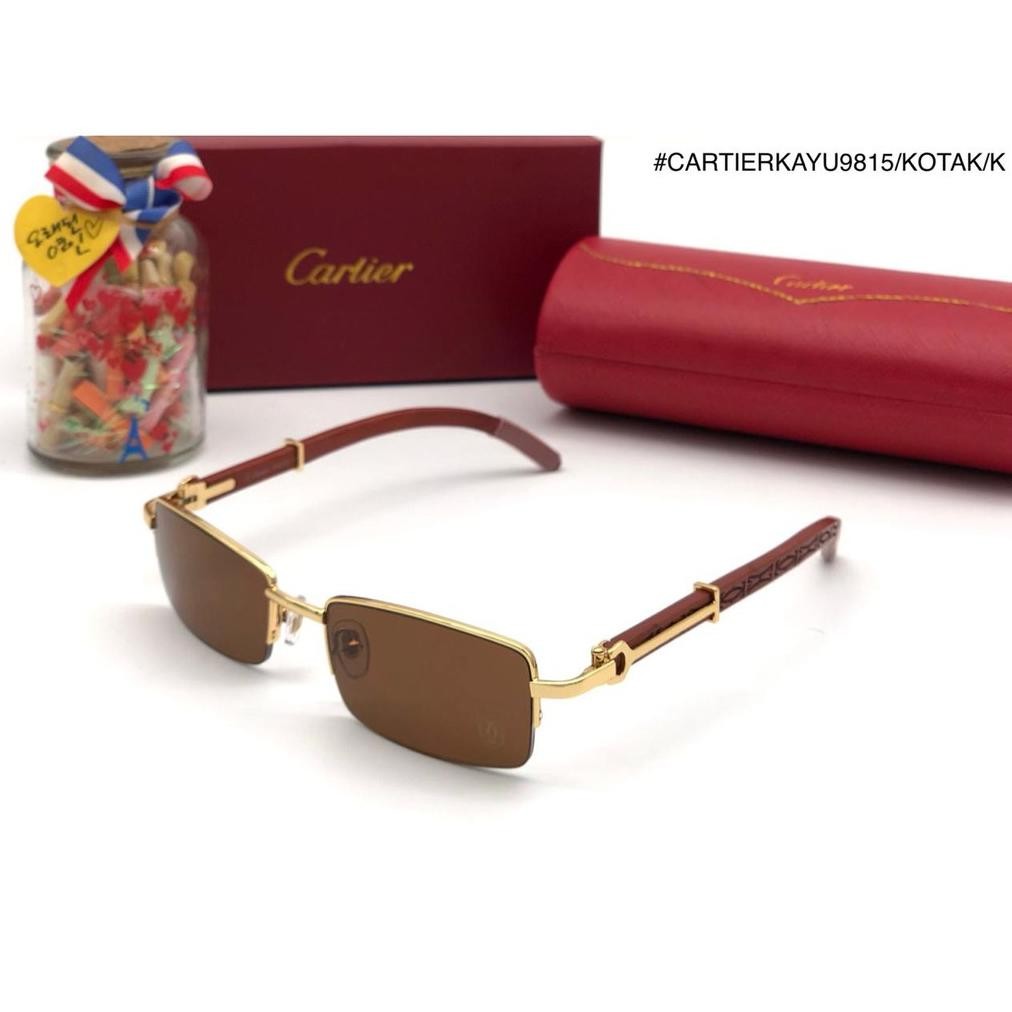 MYMO- KACAMATA SUNGLASSES CARTIER KAYU KOTAK 9815 FULLSET