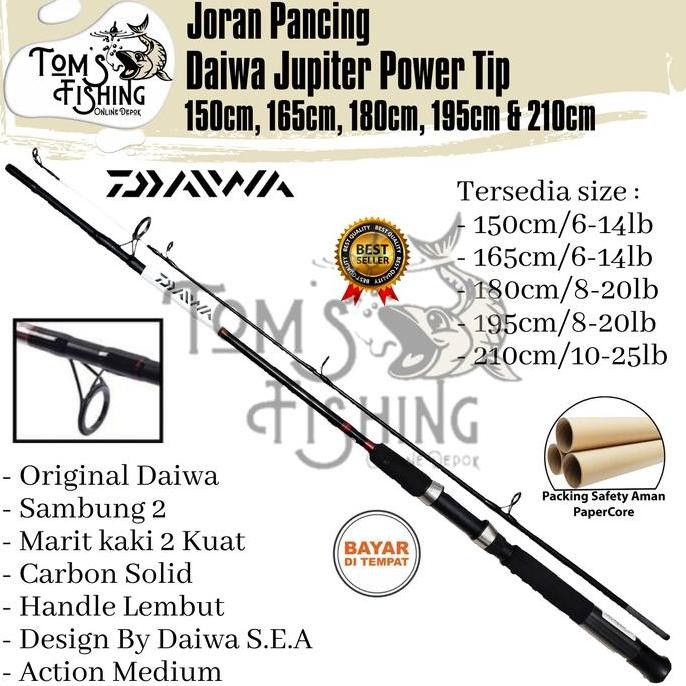 Joran Pancing Daiwa Jupiter Power Tip 150Cm - 210Cm (Original) Carbon Solid - Toms Fishing