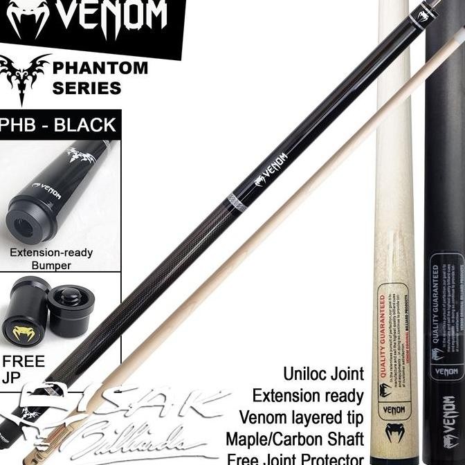 Venom Phantom Black Cue PHB - Uniloc Extension Bumper Stick Billiard